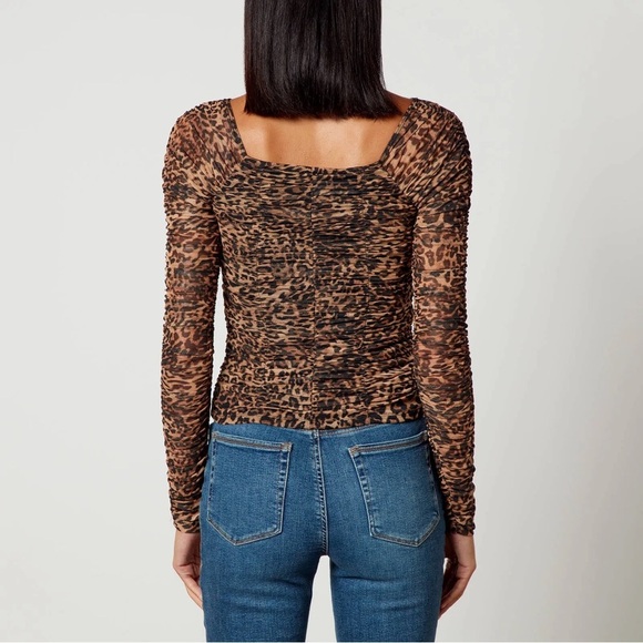 NWT Good American Ruched Cheetah Print Mesh Top XL - Picture 4 of 4
